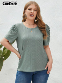 Plus Size Solid O-Neck Casual Blouse For Women BENNYS 