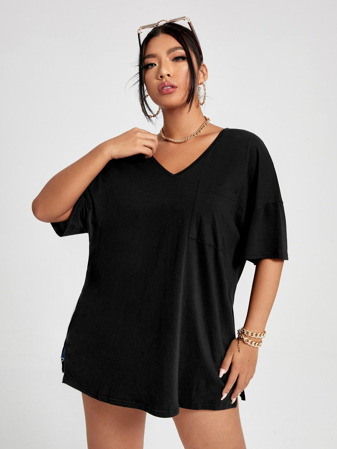 Plus Size T Shirt Fashion Women Half Sleeve V Neck Tops BENNYS 