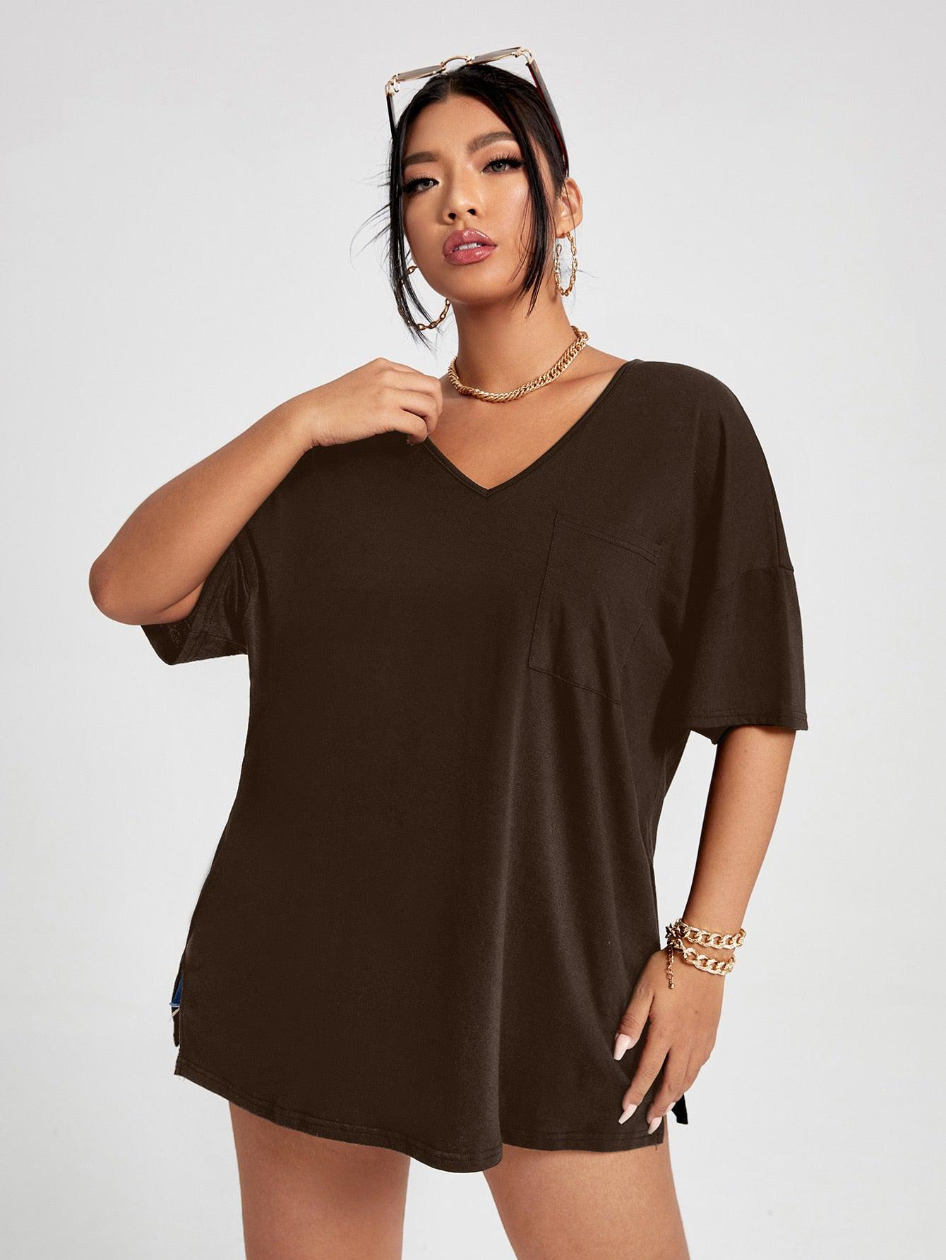 Women's plus size hot sale v neck tops