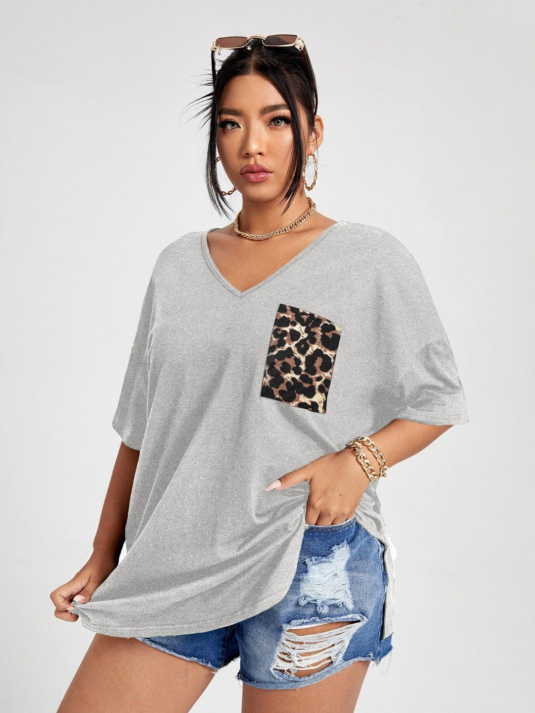 Plus Size T Shirt Fashion Women Half Sleeve V Neck Tops BENNYS 