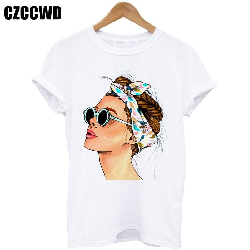 Plus Size T-shirt Women Summer Vogue Print Ladies Casual T Shirt BENNYS 