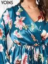 Plus Size Women Blouses Long Sleeve Fashion Floral Print Tops BENNYS 