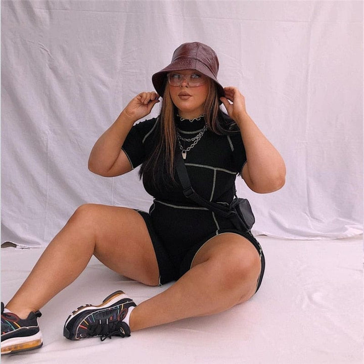 Plus Size Women Turtleneck Short Sleeves Shorts Sets BENNYS 