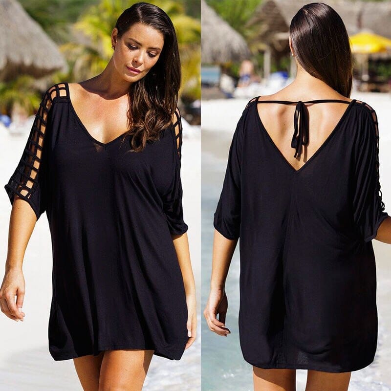 Plus Size Women V-Neck Hollow Out Swimwear Beachwear BENNYS 