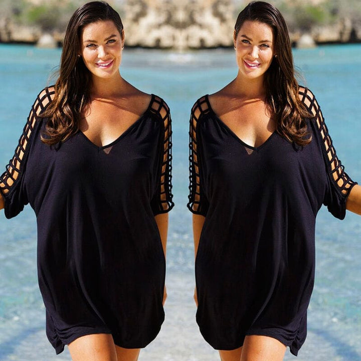 Plus Size Women V-Neck Hollow Out Swimwear Beachwear BENNYS 