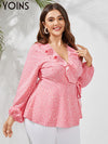 Plus Size Women's Party Blouses Fashion Long Sleeve V Neck Casual Tops BENNYS 