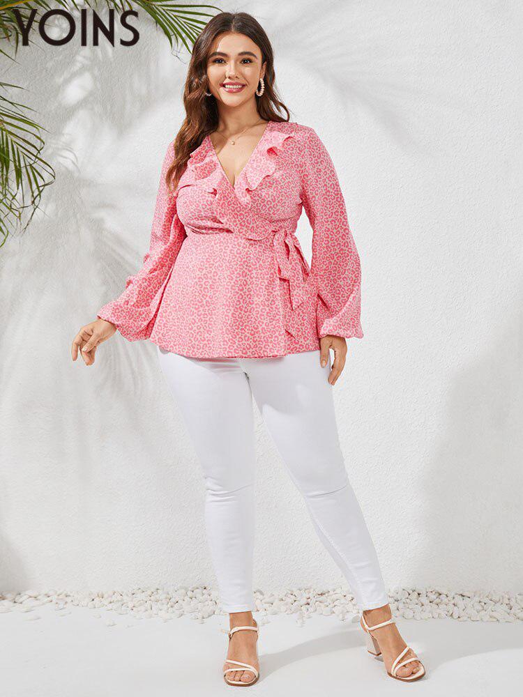 Plus Size Women's Party Blouses Fashion Long Sleeve V Neck Casual Tops BENNYS 