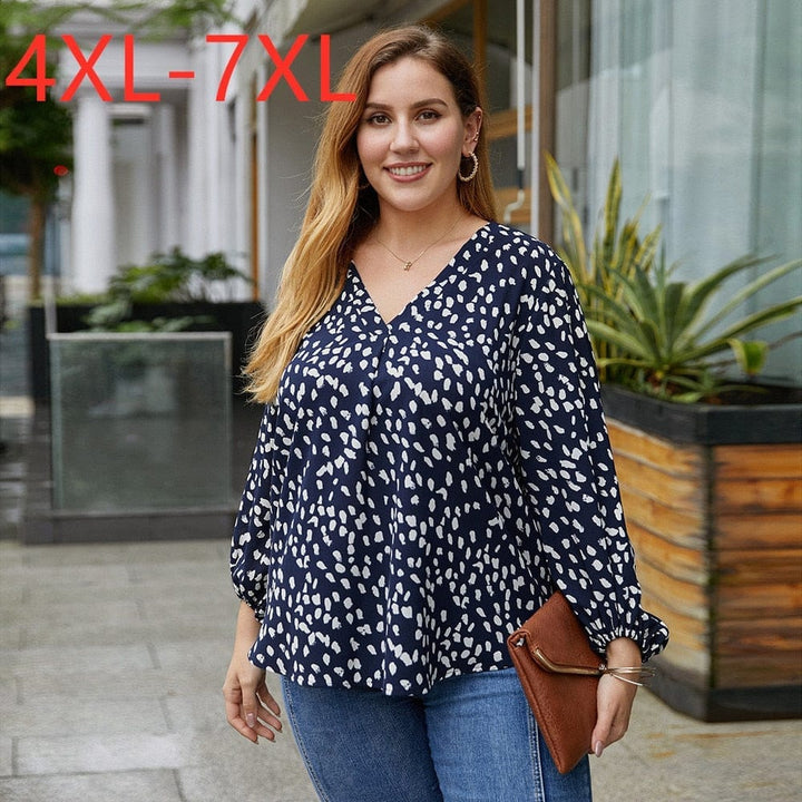 Plus size tops for women V neck floral print tops BENNYS 