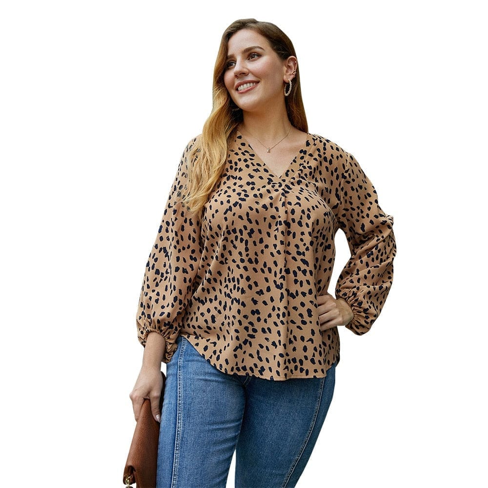 Plus size tops for women V neck floral print tops BENNYS 