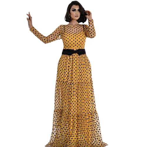 Polka Dot Mesh Dresses For Women Plus Size Party Gowns BENNYS 