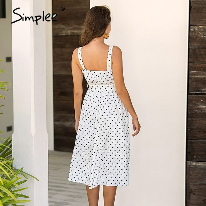 Polka dot  Sleeveless bodycon beach midi dress for women BENNYS 