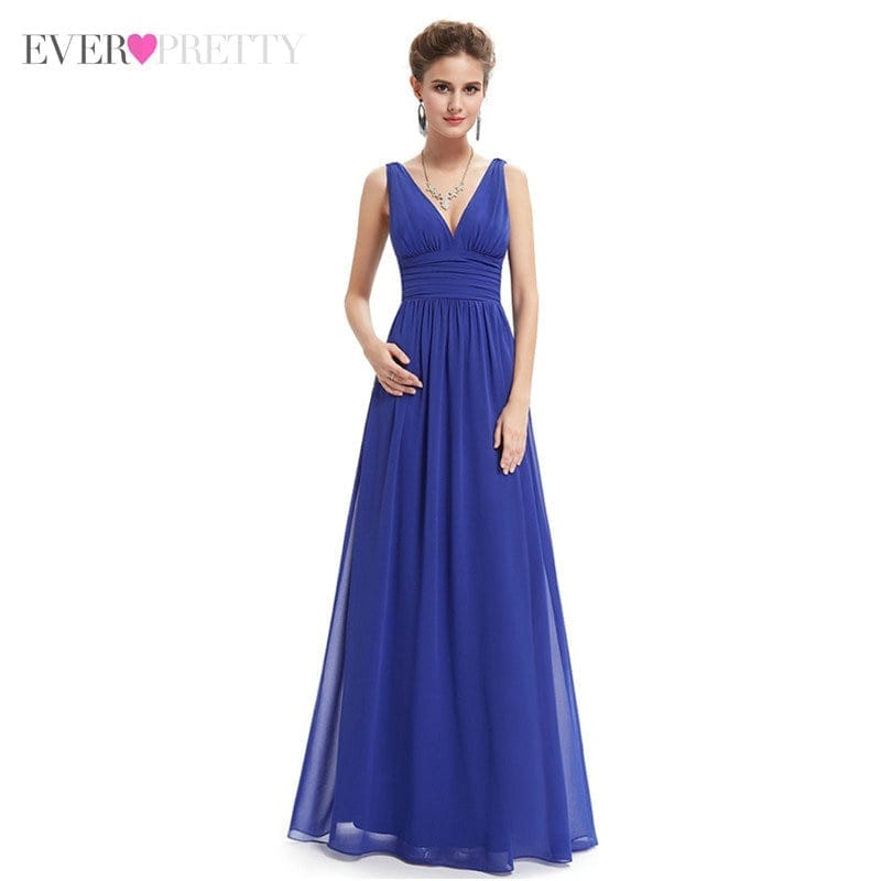 Pretty A Line V Neck Chiffon Elegant Formal Long Dinner Dress BENNYS 