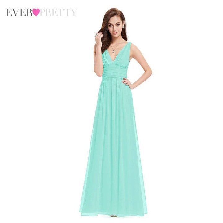 Pretty A Line V Neck Chiffon Elegant Formal Long Dinner Dress BENNYS 