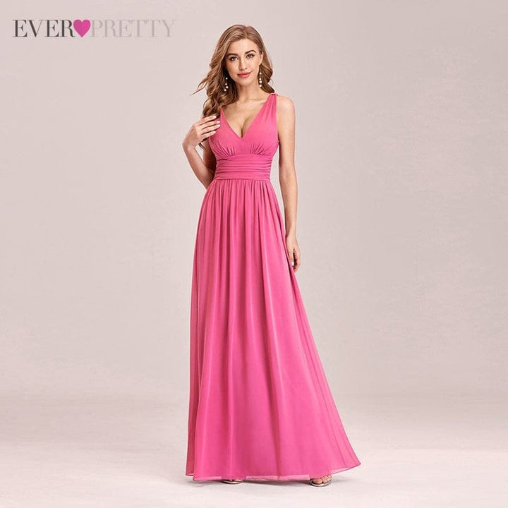 Pretty A Line V Neck Chiffon Elegant Formal Long Dinner Dress BENNYS 