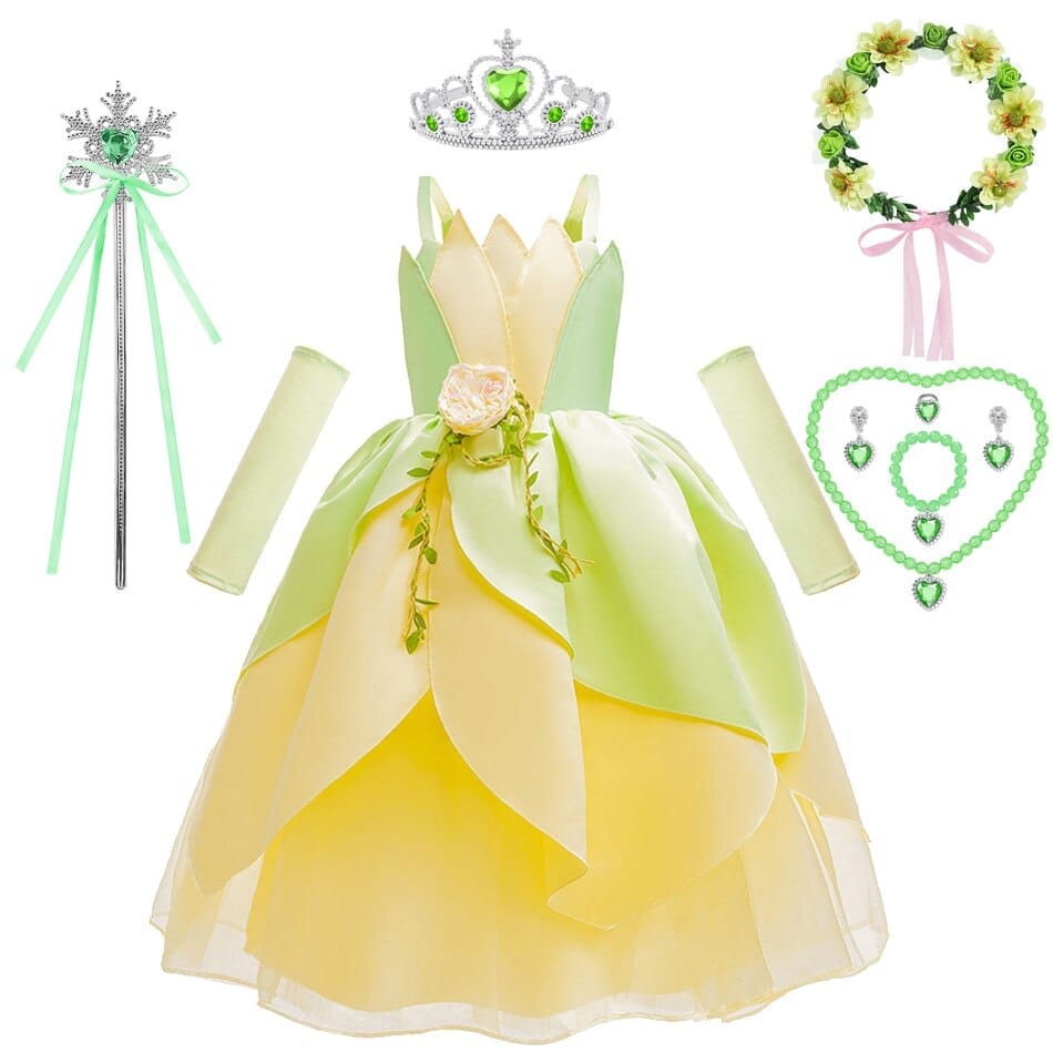 Princess Tiana Cosplay Costume Girl Dresses BENNYS 