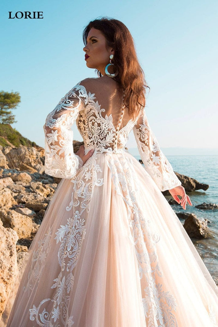 Princess Wedding Dress A Line Lace Bridal Dress With Long Train BENNYS 