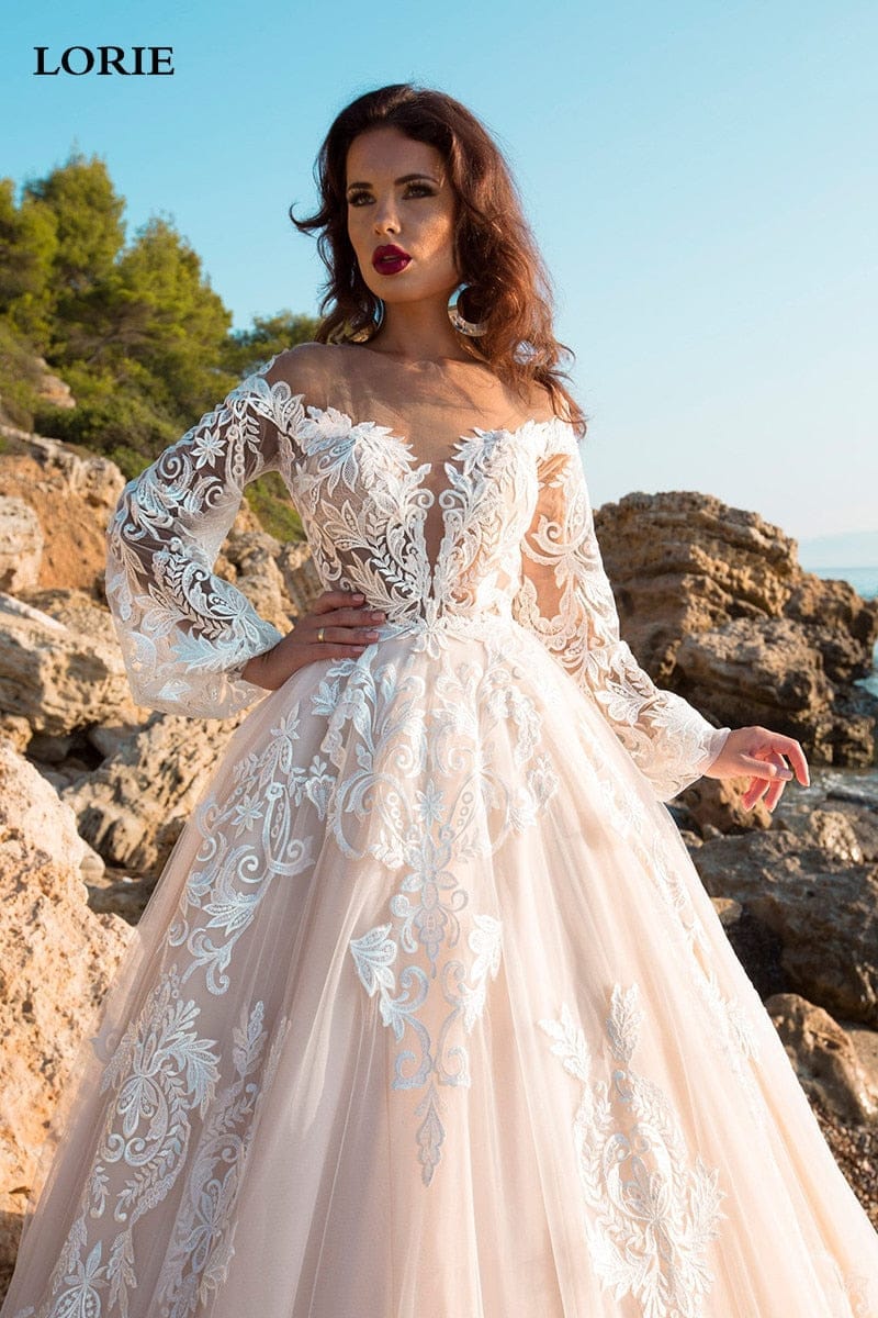 Princess Wedding Dress A Line Lace Bridal Dress With Long Train BENNYS 