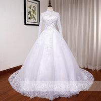Princess Wedding Dress PlSize O neck Long Sleeve Bridal Dress BENNYS 