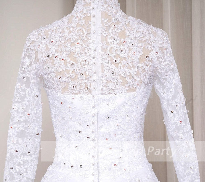 Princess Wedding Dress PlSize O neck Long Sleeve Bridal Dress BENNYS 