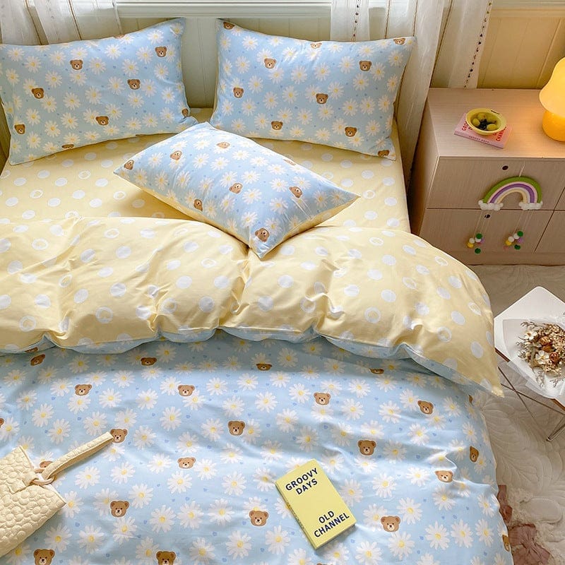 Printed Cartoon Girl  Quilt Cover Cotton Four-piece Bed Sheet BENNYS 