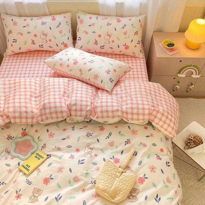 Printed Cartoon Girl  Quilt Cover Cotton Four-piece Bed Sheet BENNYS 