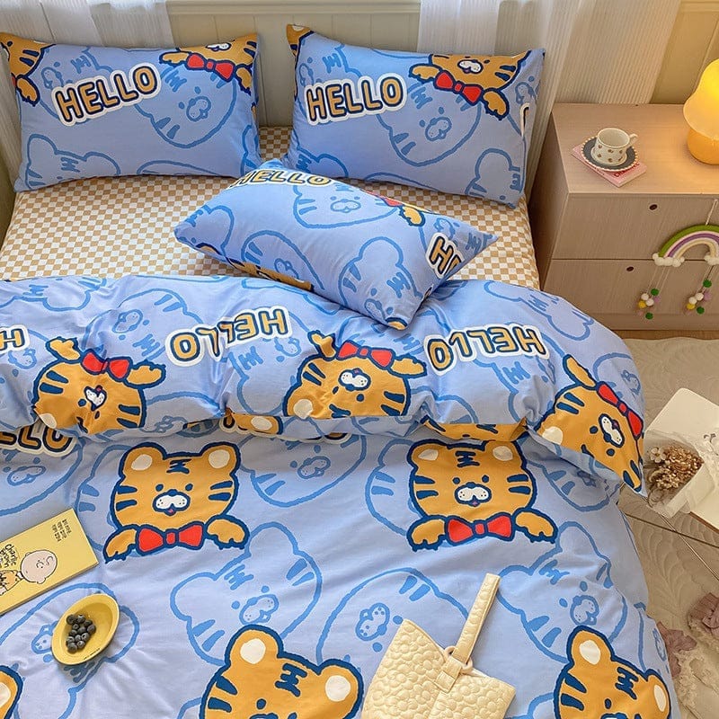 Printed Cartoon Girl  Quilt Cover Cotton Four-piece Bed Sheet BENNYS 