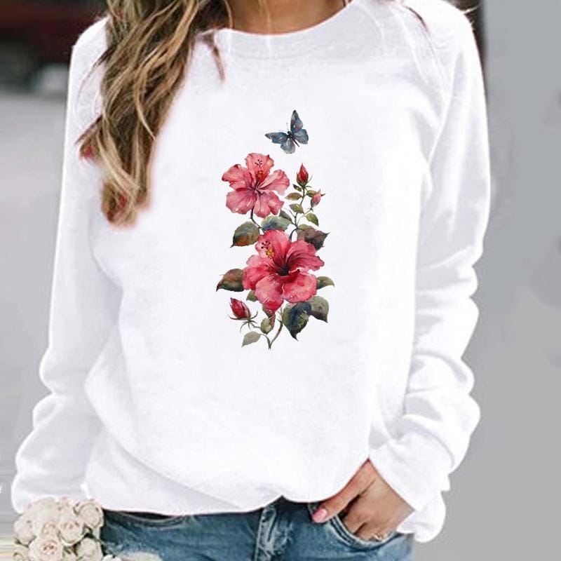 Pullovers Flower Butterfly Lovely Womens Clothing BENNYS 