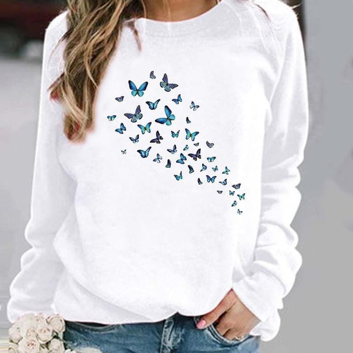 Pullovers Flower Butterfly Lovely Womens Clothing BENNYS 