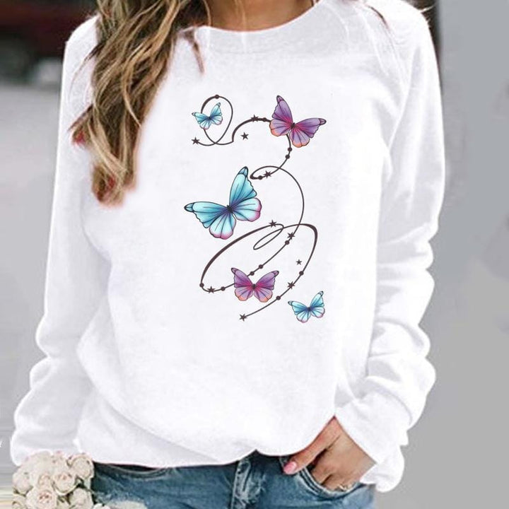 Pullovers Flower Butterfly Lovely Womens Clothing BENNYS 