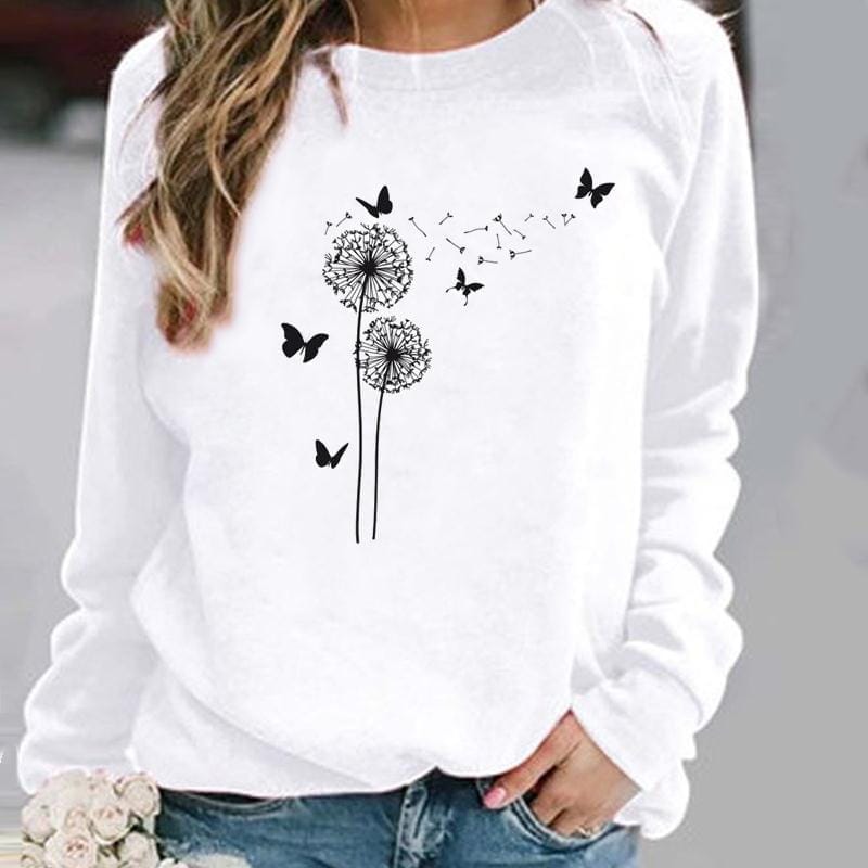 Pullovers Flower Butterfly Lovely Womens Clothing BENNYS 