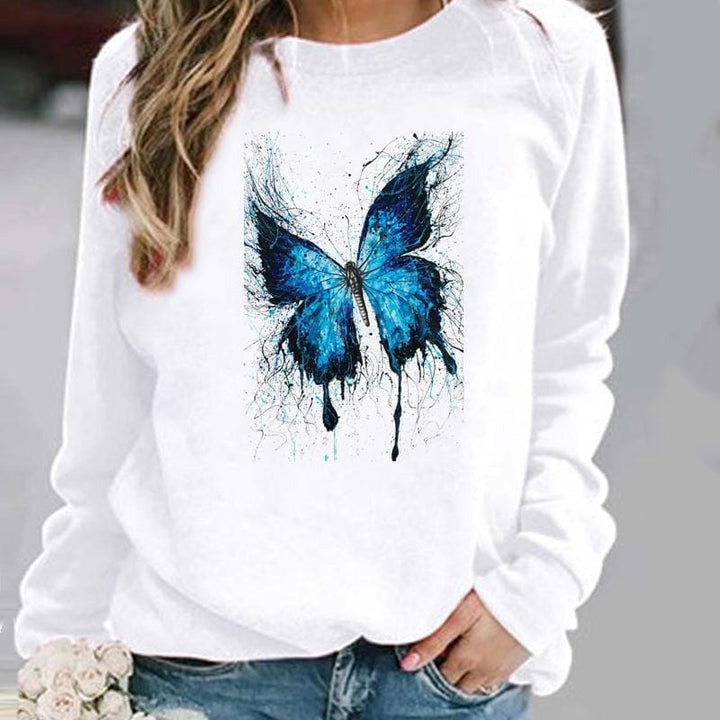 Pullovers Flower Butterfly Lovely Womens Clothing BENNYS 