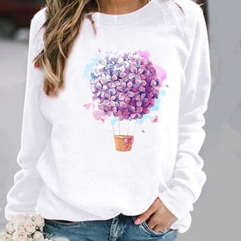 Pullovers Flower Butterfly Lovely Womens Clothing BENNYS 