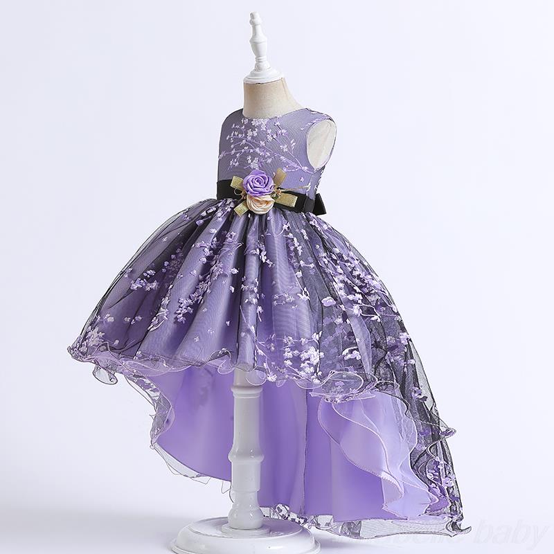Purple Evening Dress for Toddler Girls Princess Tutu Trail Dress BENNYS 