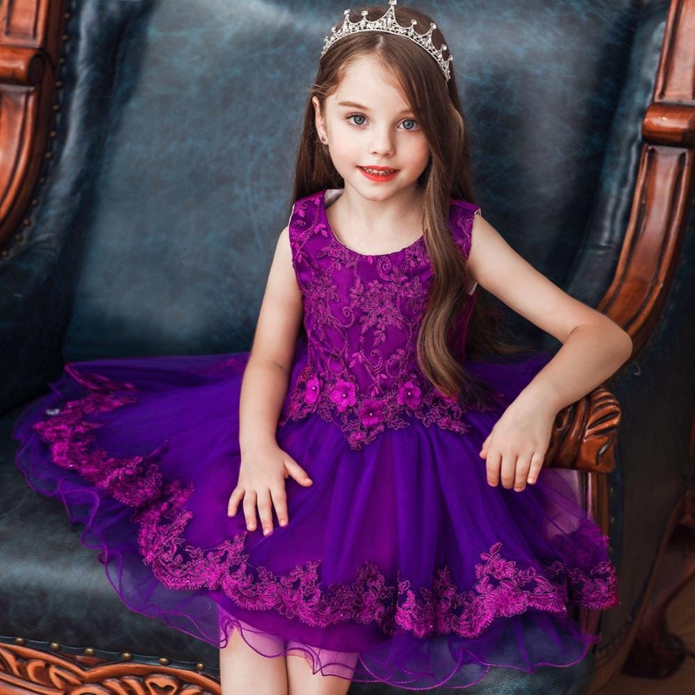 Purple Flower Girl Dresses Appliqué Little Girls Pageant Dress BENNYS 