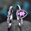 Till Eternity Purple Water Drop Zircon Ring Set Vintage Wedding Rings For Ladies BENNYS 