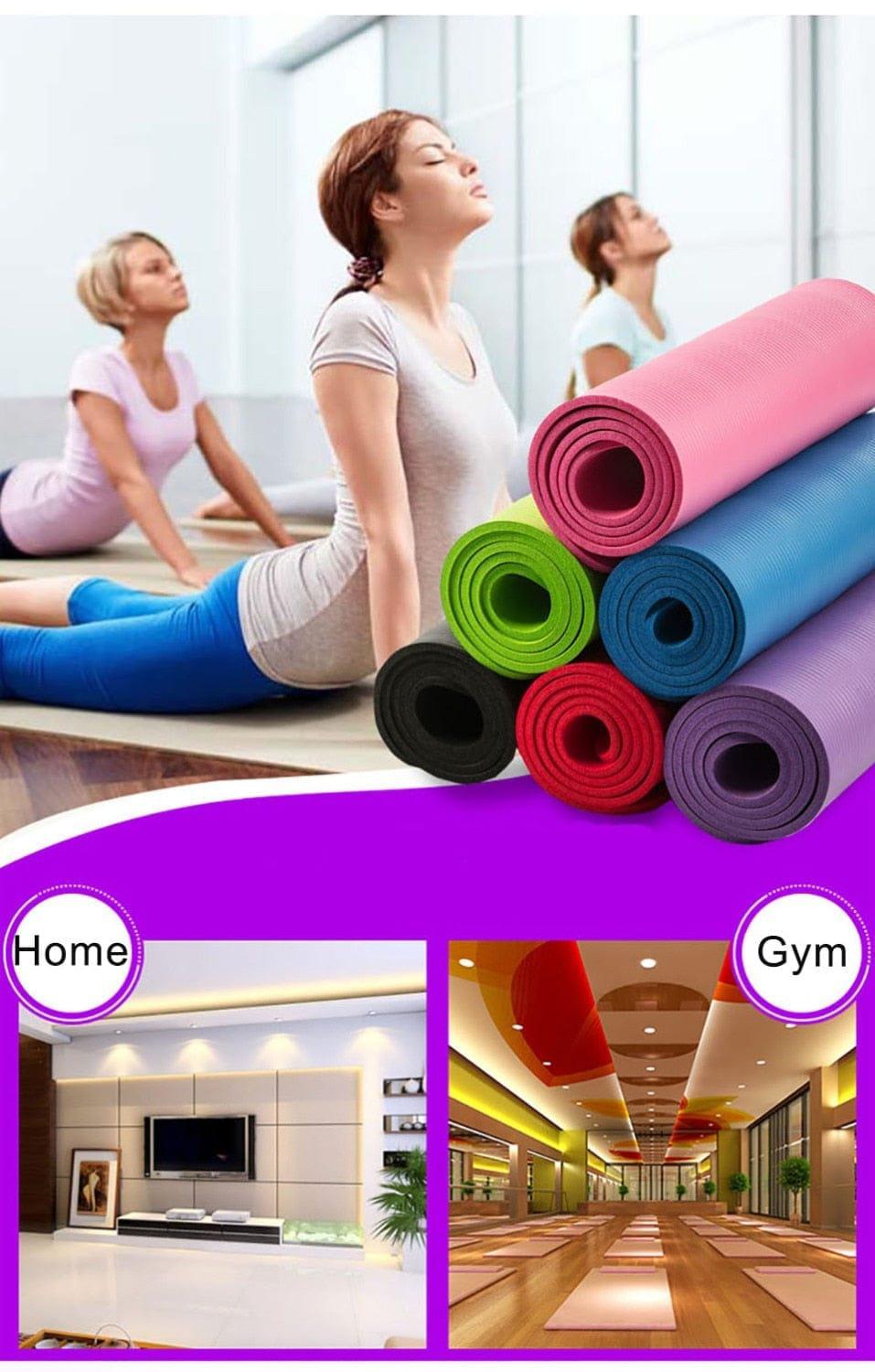 Quality 10mm NBR Yoga Mat with Free Carry Rope 183*61cm Non-slip Fitness