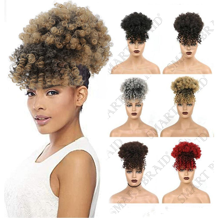 Queen Braid Short Kinky Curly Synthetic Hair With Bangs BENNYS 