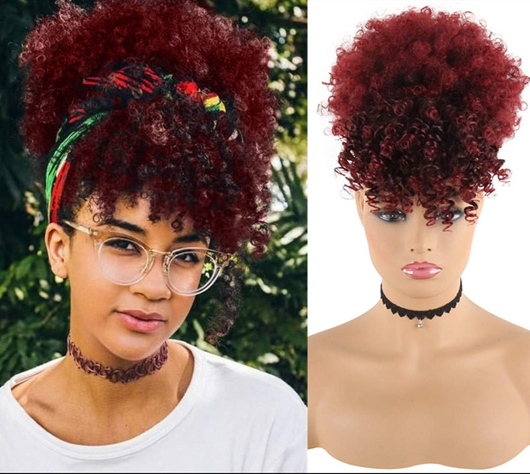 Queen Braid Short Kinky Curly Synthetic Hair With Bangs BENNYS 