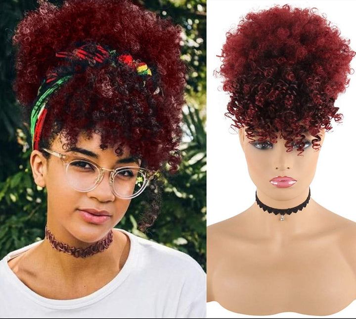 Queen Braid Short Kinky Curly Synthetic Hair With Bangs BENNYS 