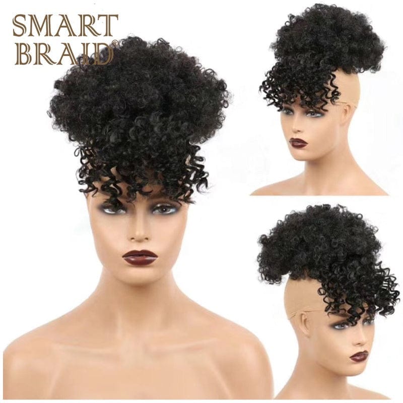 Queen Braid Short Kinky Curly Synthetic Hair With Bangs BENNYS 