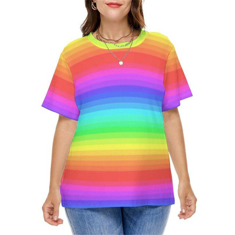 Rainbow Gradient Print Fashion T-Shirt For Women BENNYS 