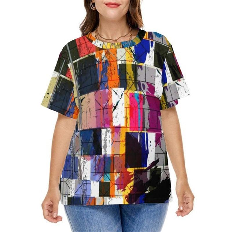 Rainbow Gradient Print Fashion T-Shirt For Women BENNYS 