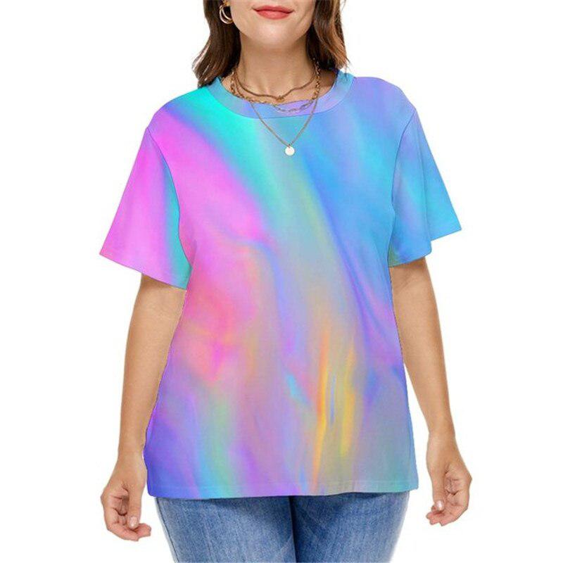 Rainbow Gradient Print Fashion T-Shirt For Women BENNYS 