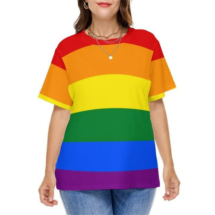 Rainbow Gradient Print Fashion T-Shirt For Women BENNYS 