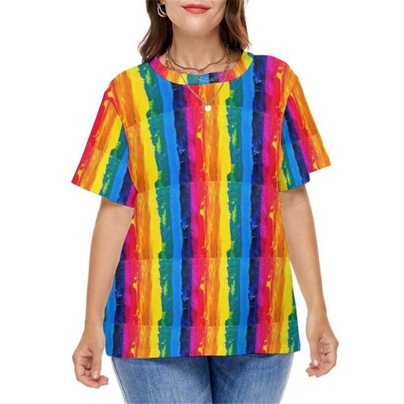 Rainbow Gradient Print Fashion T-Shirt For Women BENNYS 