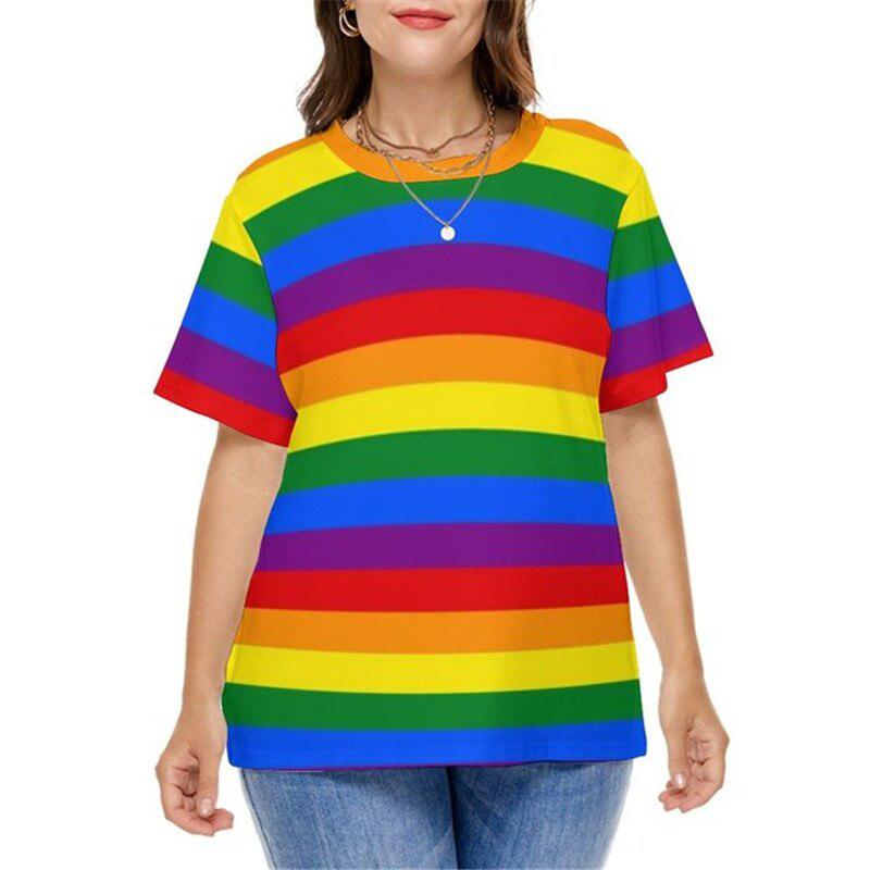Rainbow Gradient Print Fashion T-Shirt For Women BENNYS 