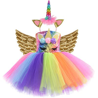 Rainbow Sequin Unicorn Kids Dress Up Costumes Princess  Dresses BENNYS 