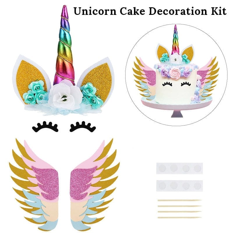 Rainbow Unicorn Cake Topper Kids Girl Birthday Party DIY Decoration BENNYS 