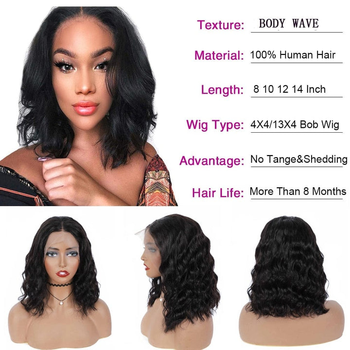 Remy Brazilian Hair Body Wave Wig Short 13X4 Lace Front Wigs BENNYS 