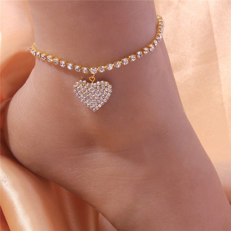 Rhinestone Chain Anklets Silver Color/Gold Color Luxury Ankle